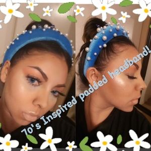 Baby Blue Headband/Pearl embellishment